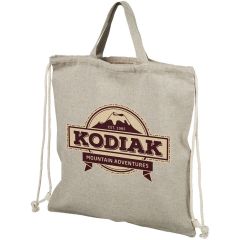 Tasche mit Kordelzug aus recycelter Baumwolle als Werbeartikel