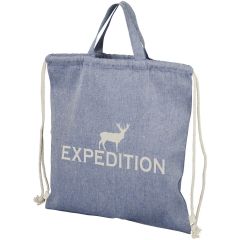 Tasche mit Kordelzug aus recycelter Baumwolle als Werbeartikel