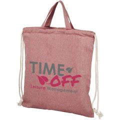 Tasche mit Kordelzug aus recycelter Baumwolle als Werbeartikel