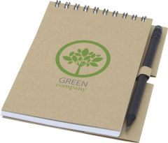 Eco Notizbuch mit Spiralbindung und Stift - klein