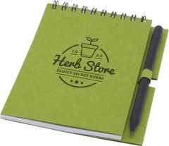 Eco Notizbuch mit Spiralbindung und Stift - klein