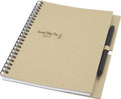 Eco Notizbuch mit Spiralbindung und Stift - klein