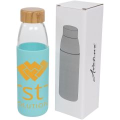Sportflasche mit Holzdeckel als Werbeartikel