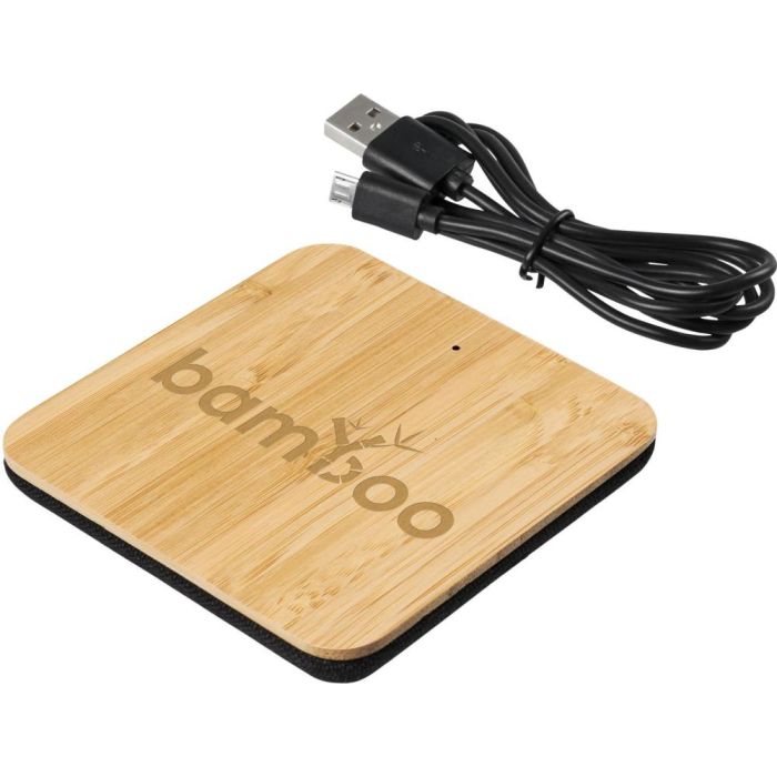 Restposten Leaf kabelloses 5W Ladepad aus Bambus und Stoff