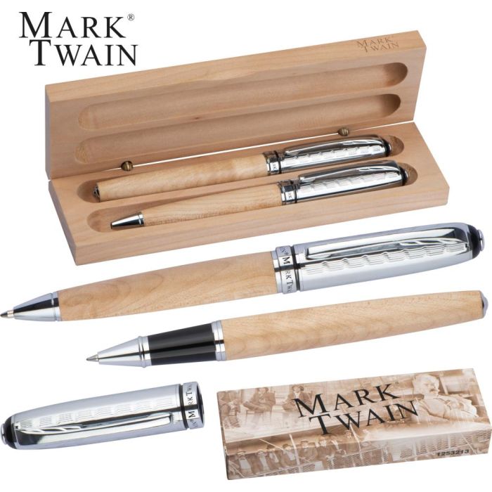 Mark Twain Schreibset aus Holz