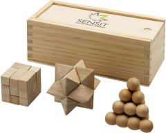 Brainiac 3-teiliges Denksportspiel aus Holz