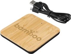 Restposten Leaf kabelloses 5W Ladepad aus Bambus und Stoff