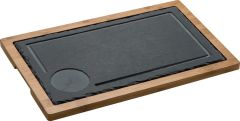 Servierbrett aus Bambus mit Schieferplatte