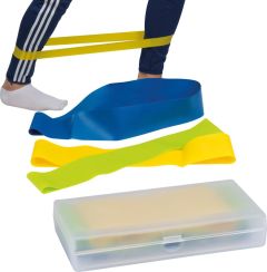Elastische Fitnessbänder in einer Kunststoffbox