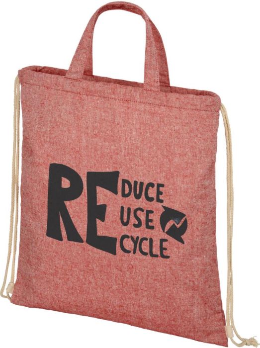 Recycelte Rucksack-Tasche mit Kordelzug 6L - 150 g/m² als Werbeartikel